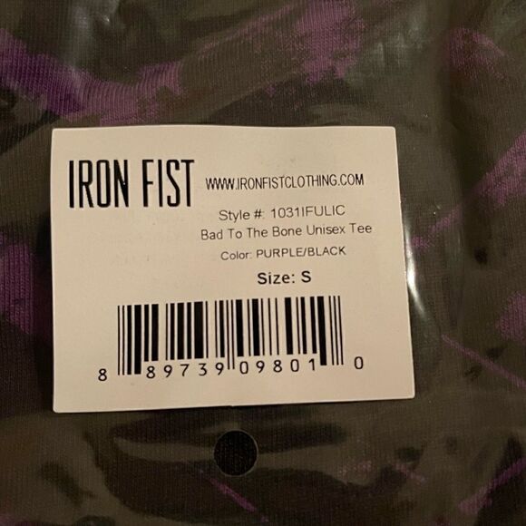NWTs Iron Fist x Bat Royalty Bad to the Bone Tee in Black & Purple Size Small - Picture 6 of 7
